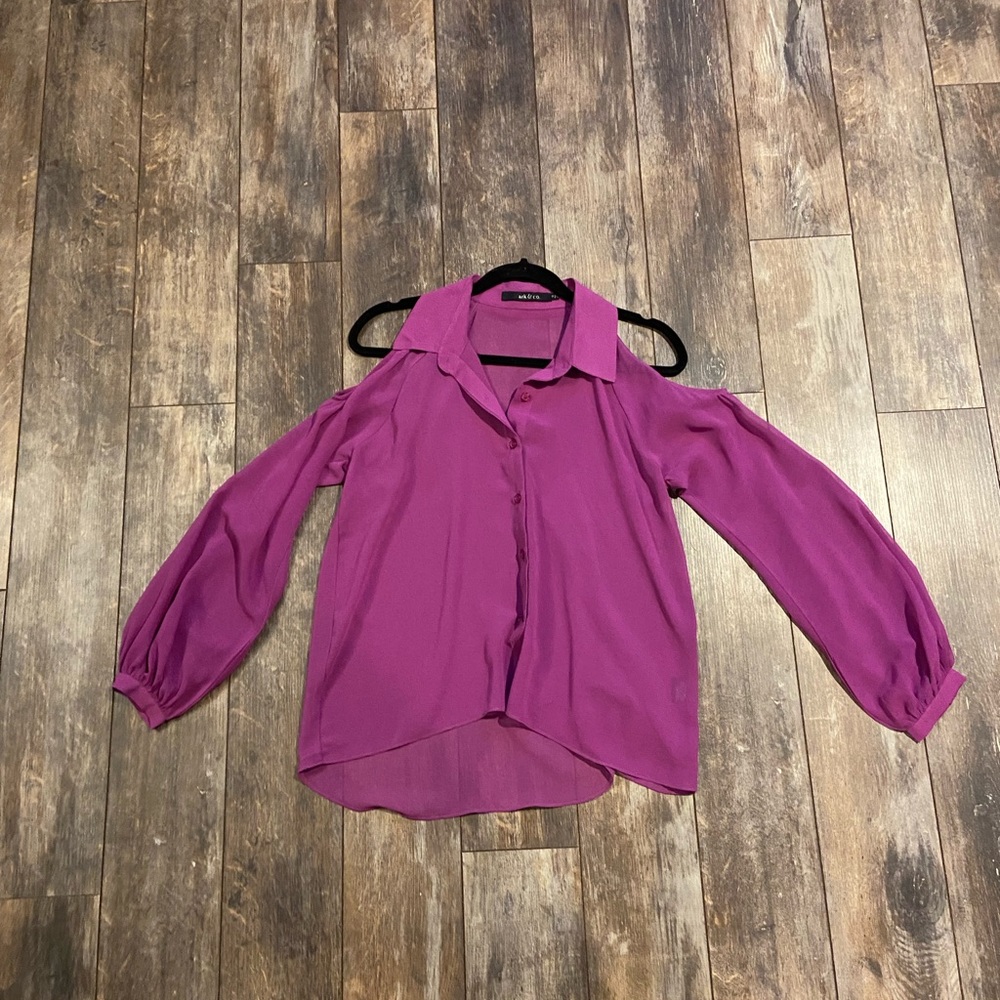 Ark & co purple cold shoulder shirt